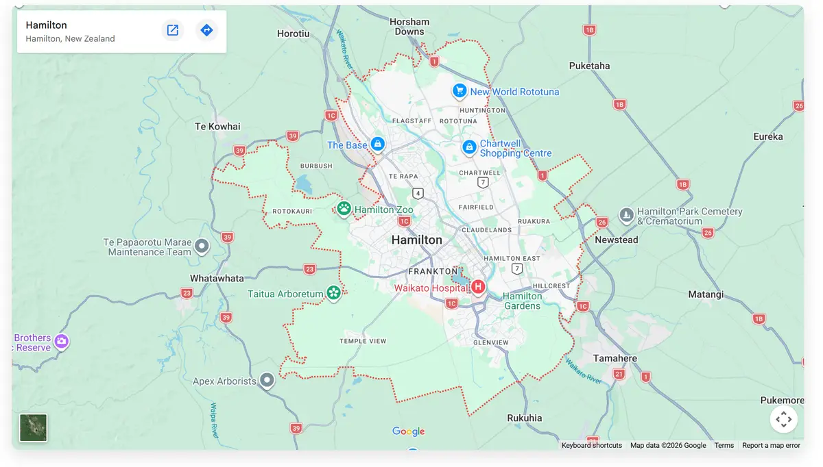 Map of Hamilton service area